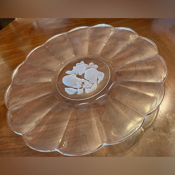 VAL St LAMBERT "Brussels" Clear Crystal Fruit Serving Torte Platter - Picture 4 of 9